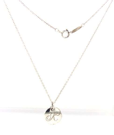 925 Sterling silver Tiffany & Co Initial K pendant on chain