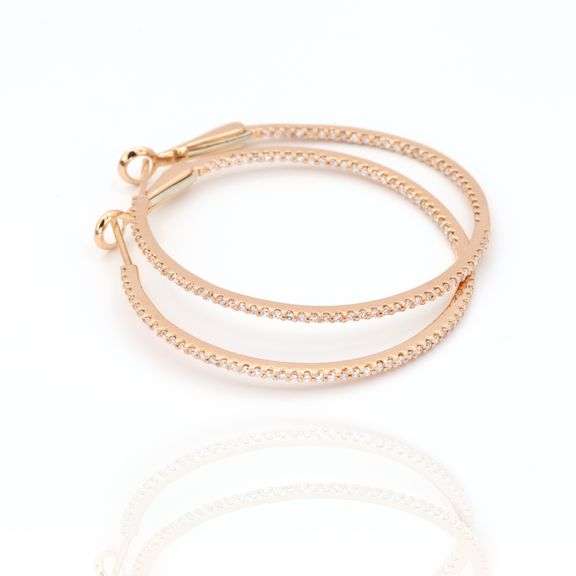 18k Rose Gold Natural Diamond Hoop Earrings