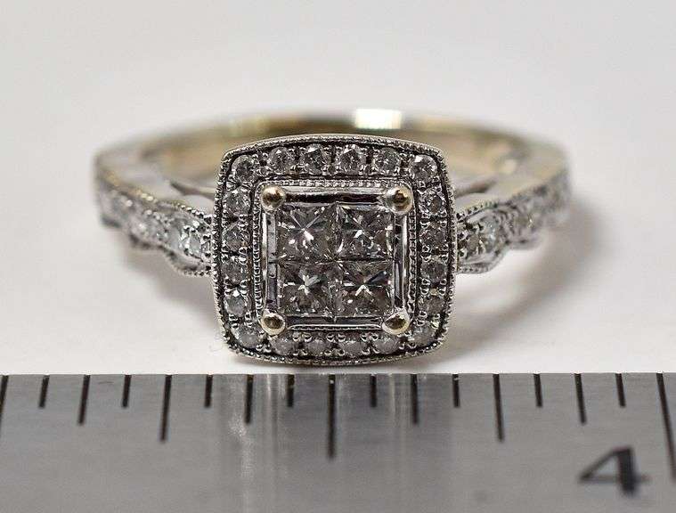 Marvelous Princess Diamond Engagement Ring in 14K White Gold