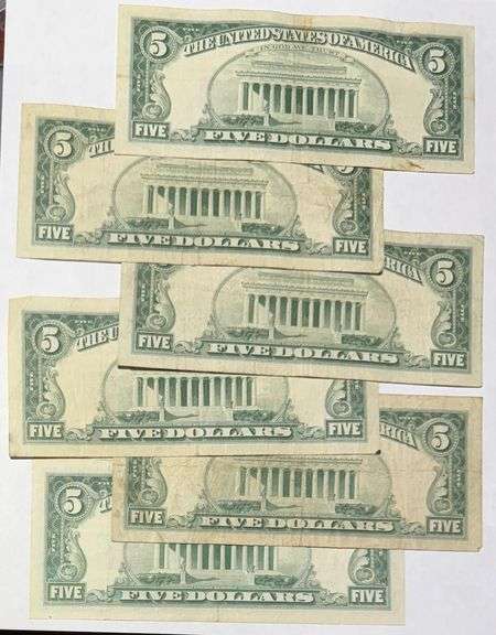 6 1963 Series $5 Red Seal US Notes