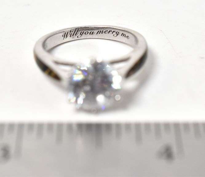 CZ Gemstone Camo Ring in Sterling Silver