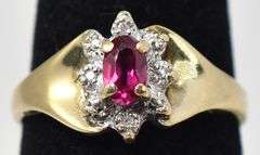 Brilliant Ruby and Diamond Ring in 10K Yellow Gold