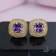 18 Kt Yellow Gold Plate 4 Piece Lab Simulated Alexandrite Jewelry Set