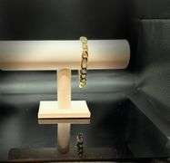 Sharp Italian 35 Gram 14 K Yellow Gold Plate Figaro Bracelet