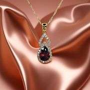 18 Kt Yellow Gold Plate Rare Red Sapphire Lab Simulated 4 Piece Jewelry Set