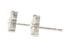 Platinum 1.65ctw Round Diamond Three Stone Stud Earrings