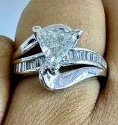 14K White Gold Trillion Cut Diamond Ring