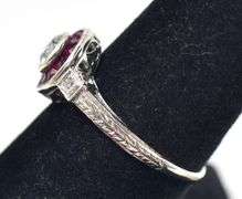 Sophisticated 18K White Gold Diamond and Ruby Ring