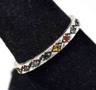 Colorful CZ Gemstone Ring Band in Sterling Silver