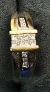 MEN’S 14K TWO TONE (YELLOW + WHITE) GOLD NATURAL DIAMOND WEDDING BAND