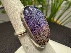 Sterling Silver 925 One of a Kind Dichroic Glass Ring Size 6