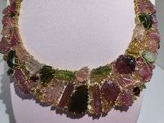 Mid-Century Style Diamond and Multicolor Tourmaline Necklace