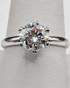 Ladies 14 Kt White Gold Plate Sparkling 3 Ct Ice White Lab Simulated Diamond  Ring