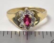 Brilliant Ruby and Diamond Ring in 10K Yellow Gold