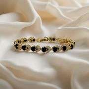 Timeless Classic 18 Kt Gold Plate 4 Piece Lab Simulated Black Diamomd Jewelry Set