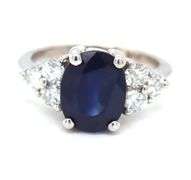 14kt White gold 2.50ct oval blue sapphire and diamond ring