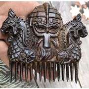 Hand-Carved Natural Wood Viking Comb