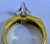 14K Two-tone Gold Trillion Cut Diamond Ring