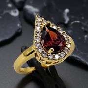 18 Kt Yellow Gold Plate Rare Padpaparacha Sapphire Lab Simulated 4 Piece Jewelry Set