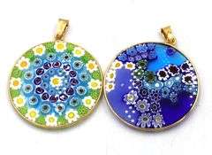 Lot of 2 925 sterling silver Murano Millefiori pendants
