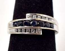 Lovely Blue Sapphire and Diamond Ring in 10K White Gold