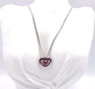 18kt White gold 4.50ct pink tourmaline and pave diamond and pink sapphire pendant on multi strand ne