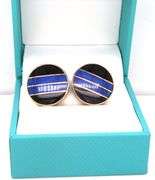 14kt Yellow gold Lapis, black onyx and gold disk earrings