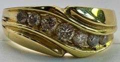 14K Yellow Gold Round Brilliant Cut Diamond Ring