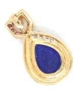 14kt Yellow gold lapiz pendant with diamond and pink topaz accent