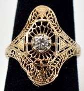 Fantastic Diamond Art Deco Style Diamond Ring in 14K Yellow Gold