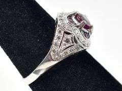 Vintage Platinum Ruby and Diamond Ring
