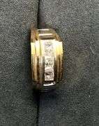 MEN’S 14K TWO TONE (YELLOW+WHITE) GOLD NATURAL DIAMOND WEDDING BAND