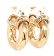 14kt Yellow gold Fancy wide Tube gold hoop earrings