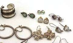 Vintage 925 sterling silver group lot of earrings