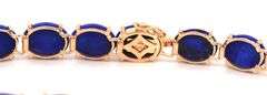 14kt Yellow gold Lapis cab station bracelet