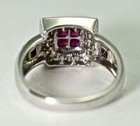 Vibrant 18K White Gold Ring with Rubies & Diamonds