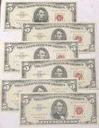 6 1963 Series Slider $5 Red Seal US Notes