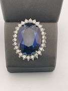 CERTIFIED 18K WHITE GOLD DIAMOND AND SAPPHIRE RING AND EARRING SET
