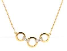 18kt Yellow gold 2 tone 3 circle diamond accent necklace