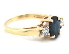 Popular 14K YG Sapphire Flanked by Diamonds Ring