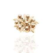 14k (585) Vintage Yellow Gold Natural Diamond and Emerald Brooch / Pendant