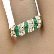 14kt Yellow gold Emerald and diamond band