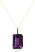 14kt Yellow gold 23ct Emerald cut amethyst pendant on chain