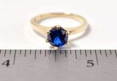 Pretty 10K Yellow Gold Blue Gemstone Ring