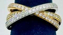 18K Three-Tone Trinity Diamond Ring