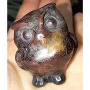 Hand Carved Garnet Crystal Owl Natural Gemstone