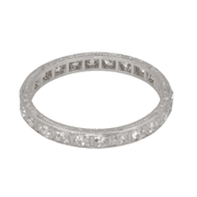 Platinum 950 Natural Diamond Engraved Band, Size 8