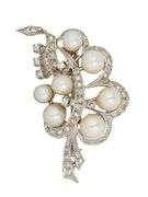 Vintage 1.05ctw Single Cut Diamonds and Pearl Leaf Brooch in 14K