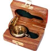 Brass Pocket Compass with Rosewood Case