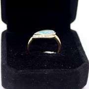 14kt Yellow gold Boulder Opal & Diamond Accent Ring